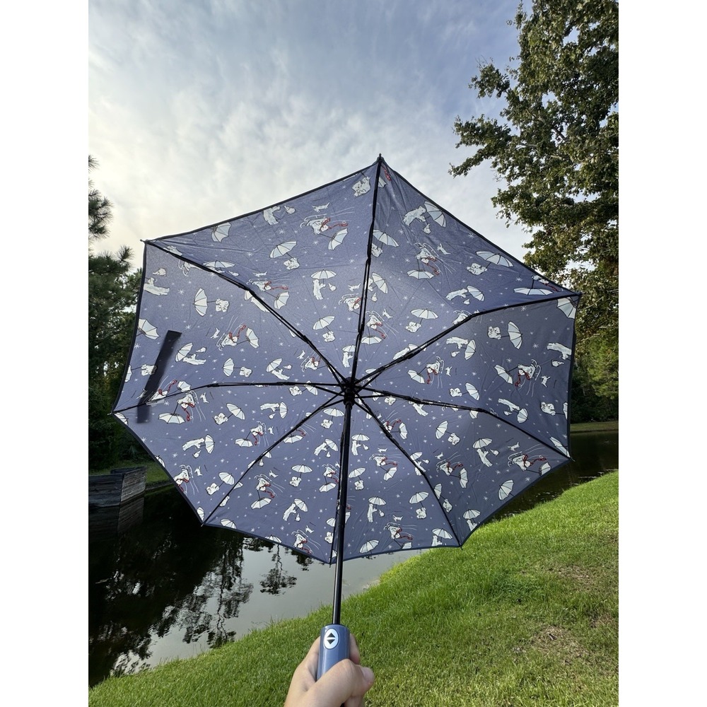 Vera Bradley Auto Open Close Mini Umbrella Beary Merry Cool Blue Polar Bear